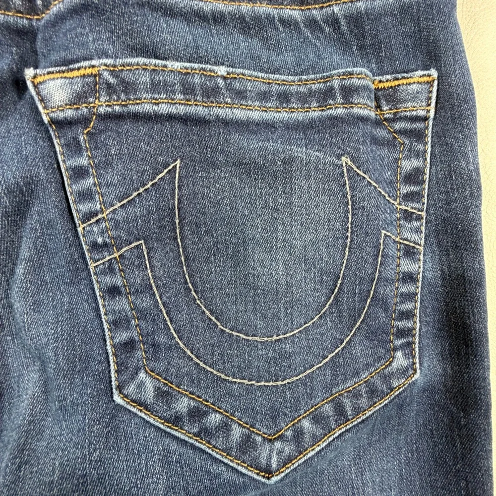 True Religion Rocco Relaxed Skinny Jeans Mens 33x32 Dark Wash Blue Stretch Denim